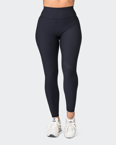 Zero Rise Rib Flare Leggings - Black - Muscle Nation