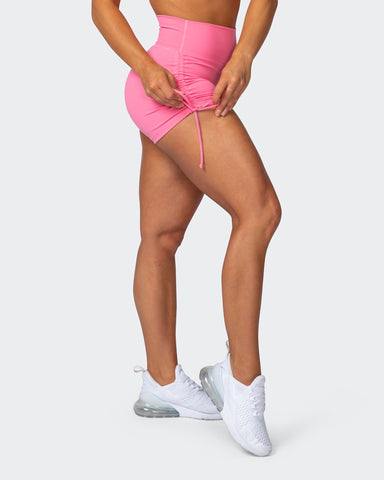 Signature Scrunch Tie Up Booty Shorts - Black — Be Activewear