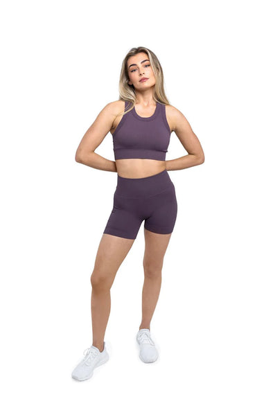 LIGHT KHAKI SEAMLESS SPORTS SET - 2 PIECE BRA & LEGGINGS — Be