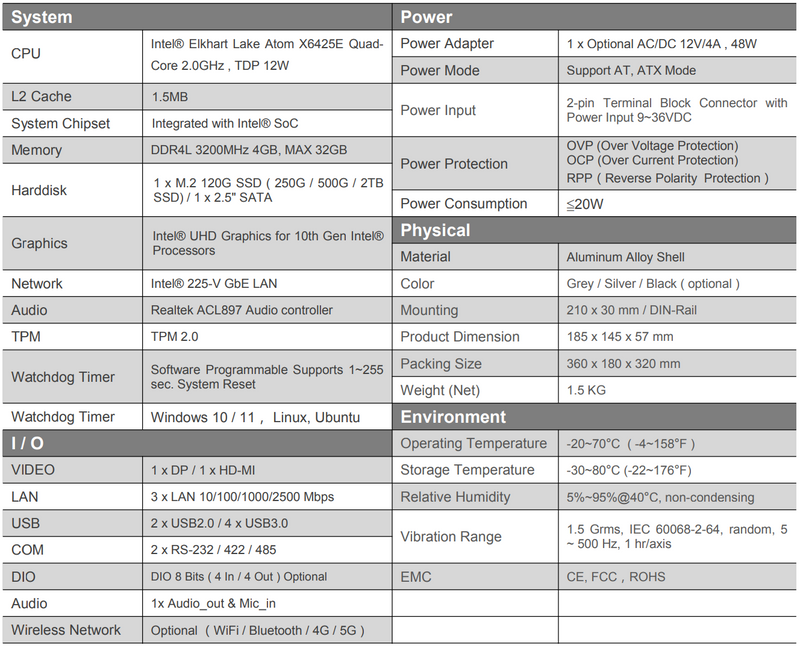 Product Specification Image