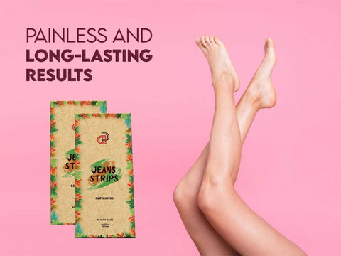 Smooth legs with waxing strips for painless, long-lasting hair removal