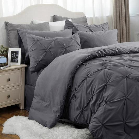 Grey Leaf 7 Piece Reversible Comforter Set – DIN's Warehouse Deals