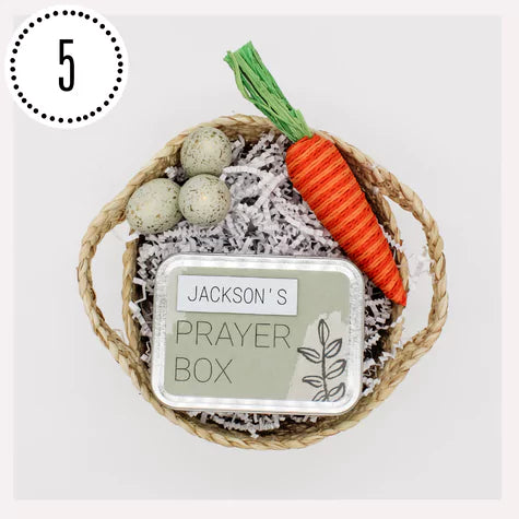 personalized prayer box in Easter basket