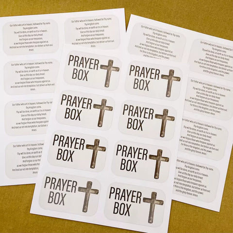 Prayer Box Printables - Cover and 2 versions of the Lord's Prayer