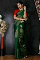 Pinterest Red blouse with Green Saree