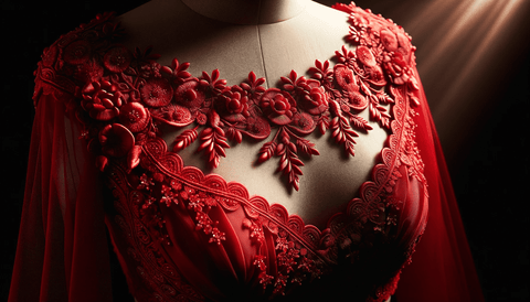 red blouse with lace