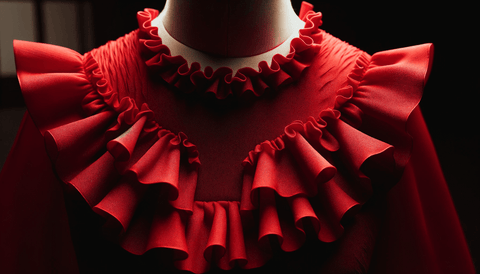 red ruffled blouse