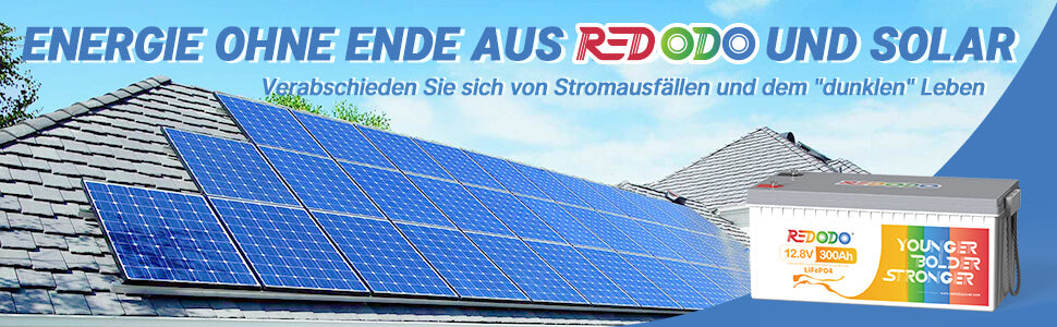 Redodo LiFePO4 12V 300Ah Tiefzyklus Lithium ionen akku | 3,84kWh & 2,56kW