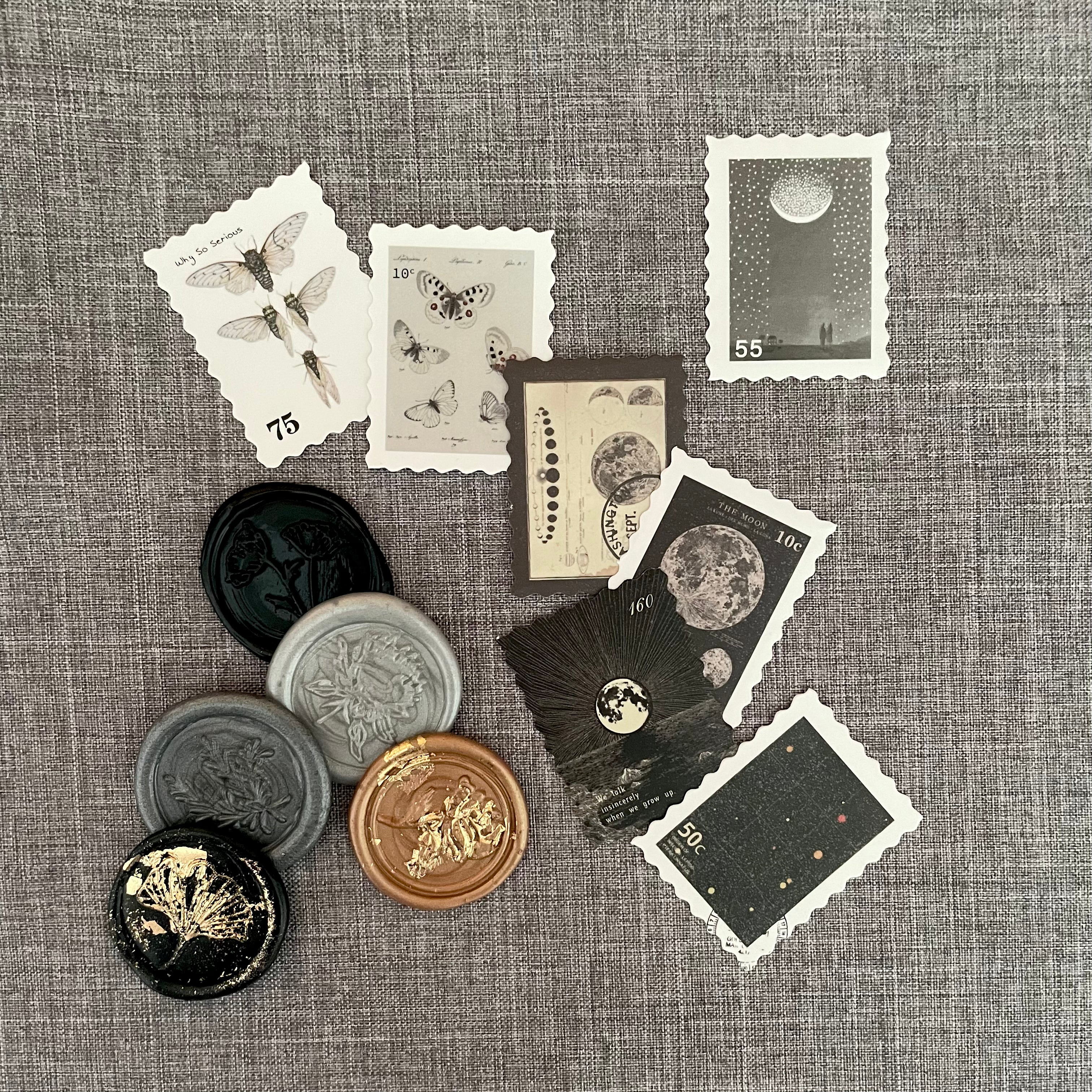 Black & Gold Wax Seal Flat Lay Prop Kit – Champagne & Grit