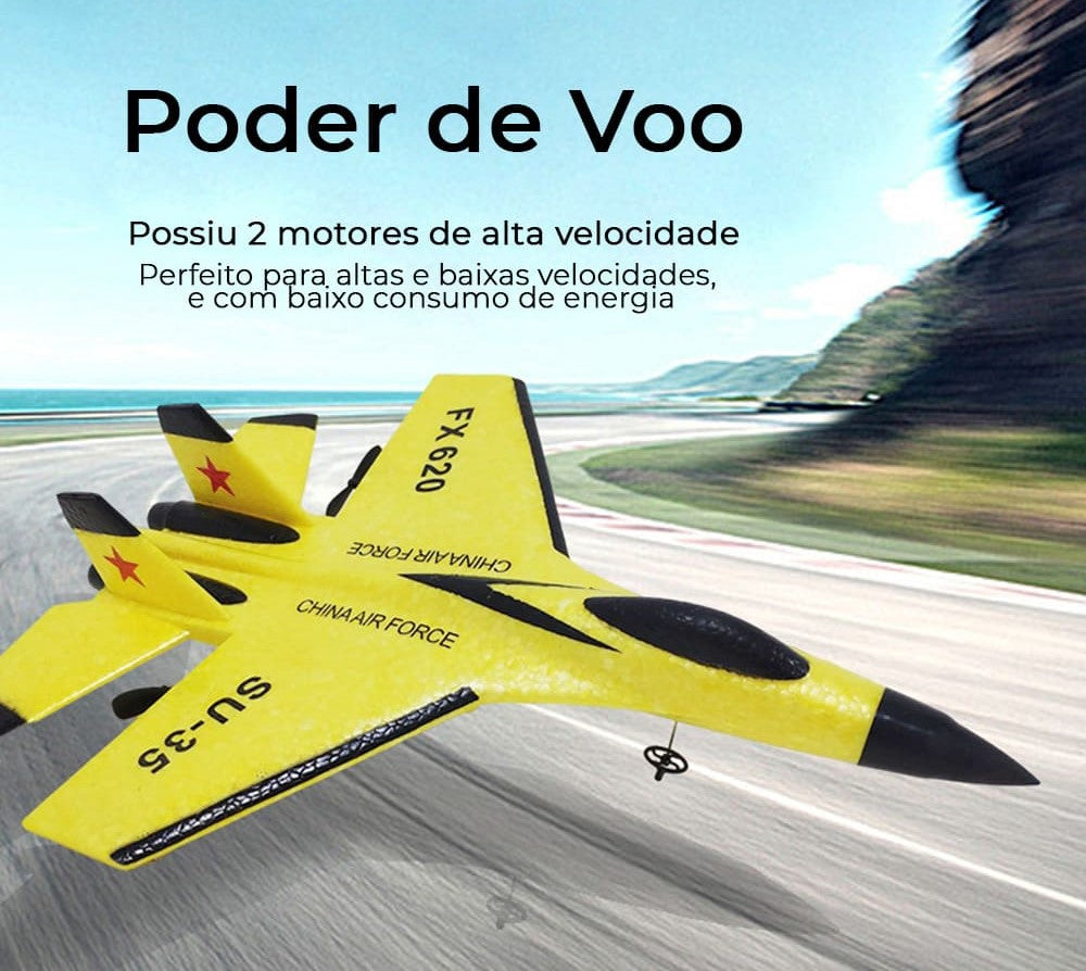 Avião de Controle Remoto - Caça FX SU 35 + 1 Bateria