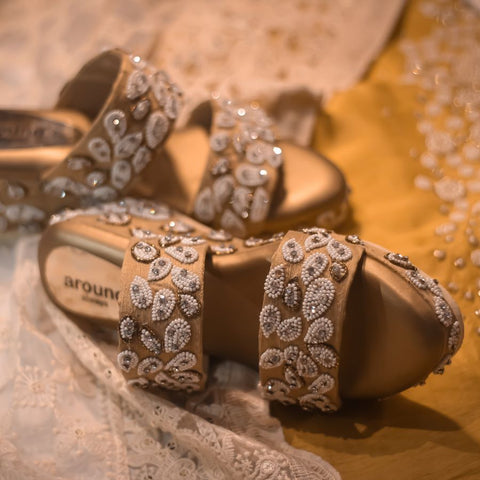 Golden Bridal Wedges from India