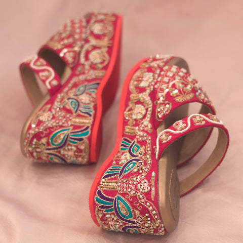 Red bridal wedges from Around Always, India