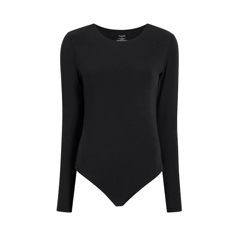 NBB Women Basic Solid Short Sleeve Scoop Neck Cotton Hipster Bodysuit  Lingerie, Size Small,Black 