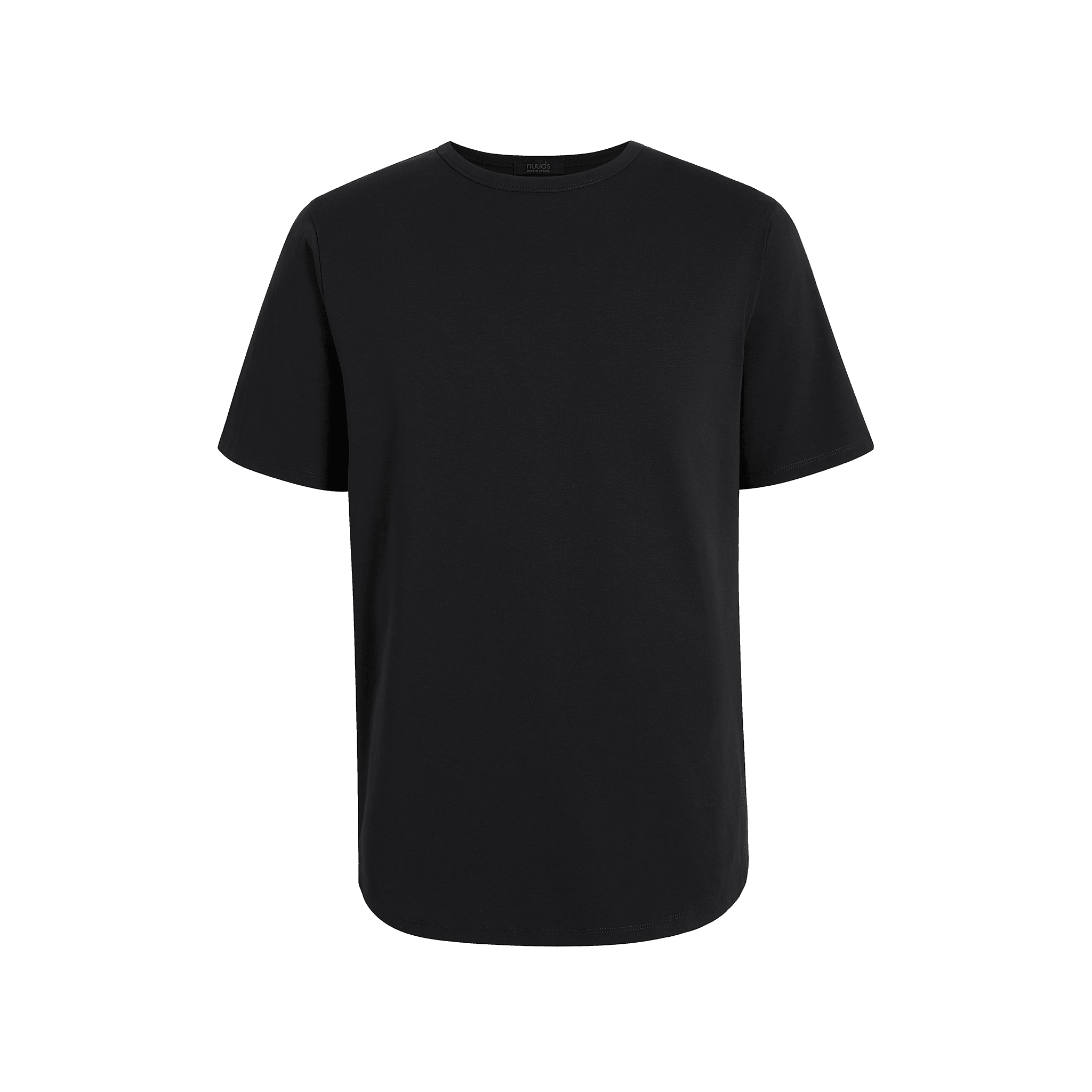 Short Sleeve Curved Hem T-Shirt | Black - nuuds