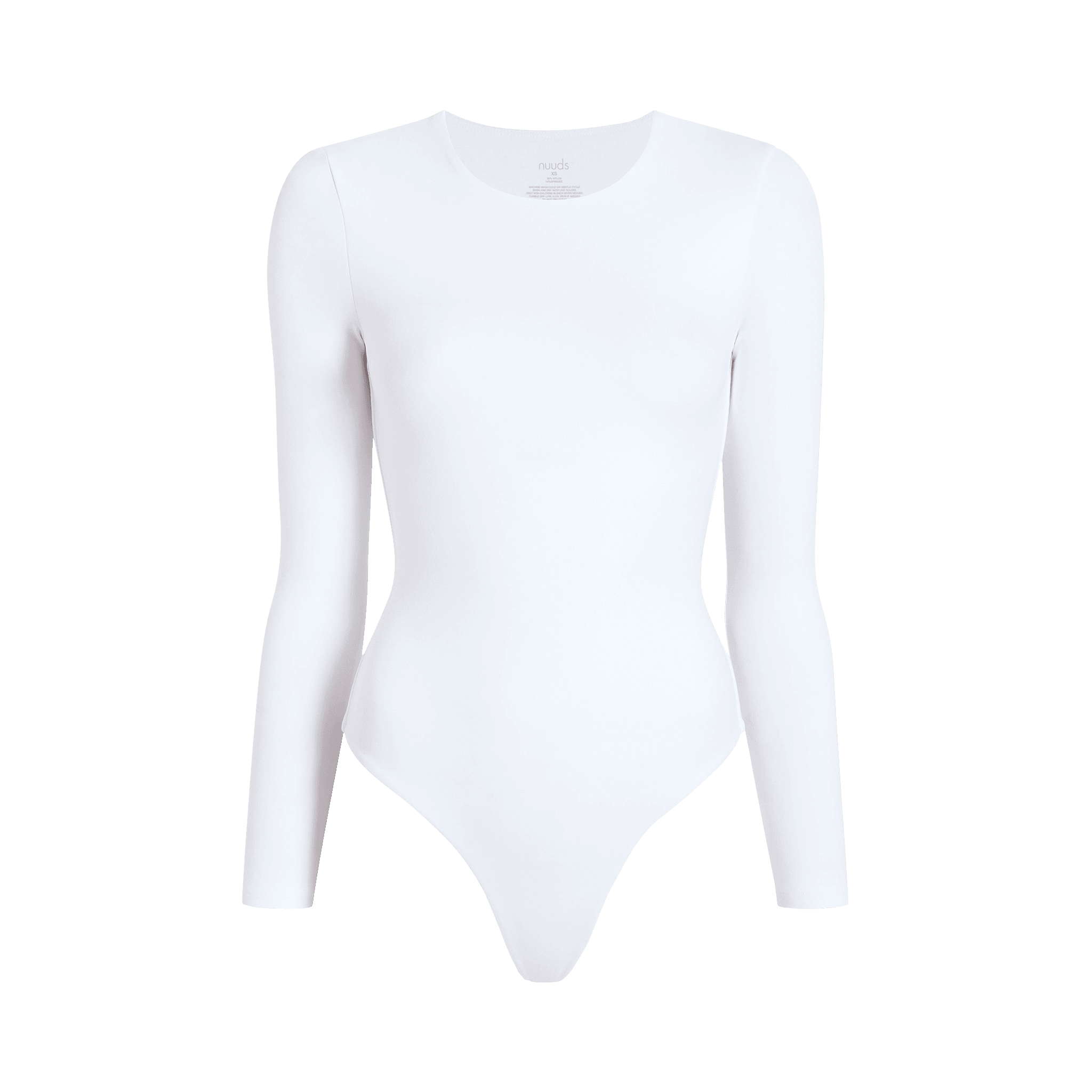 Womens Long Sleeve Crewneck Bodysuit White Nuuds 3319