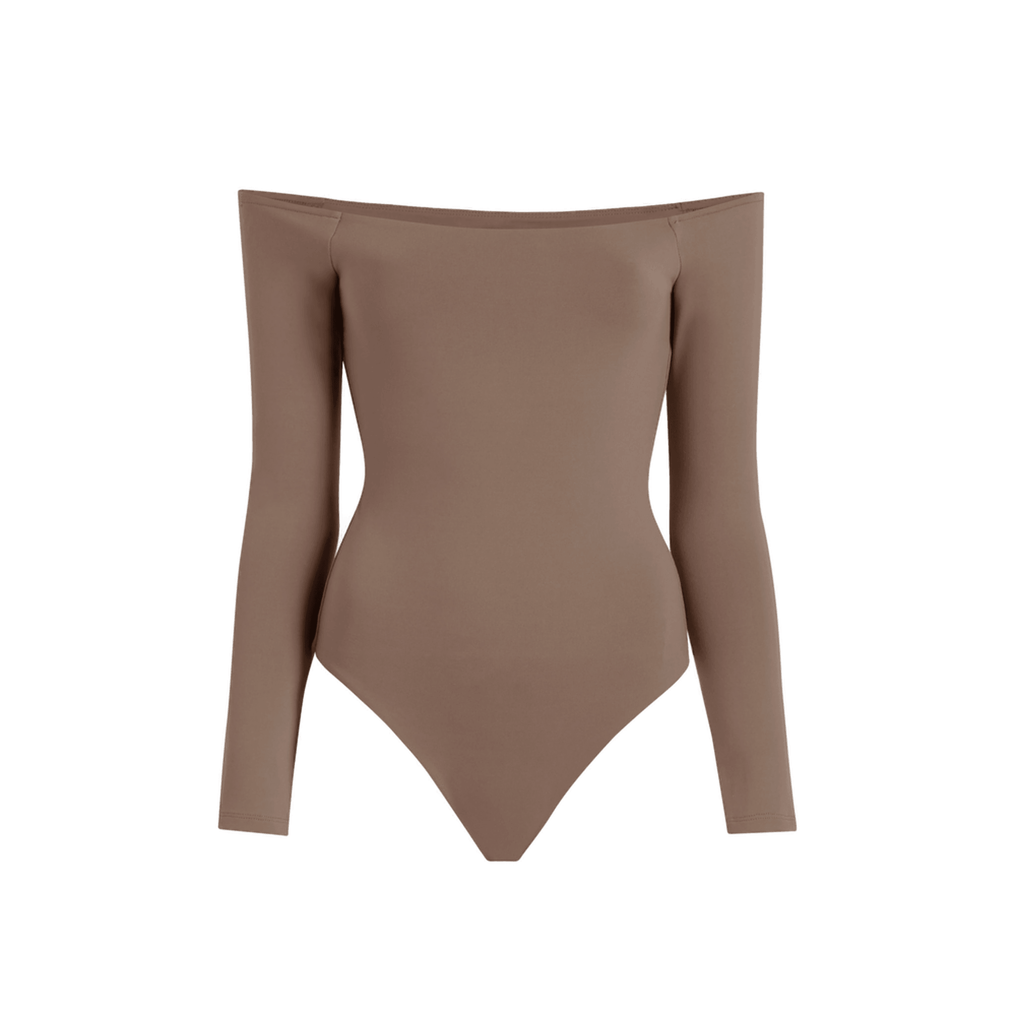 RIBBED SCOOP BODYSUIT - ESPRESSO