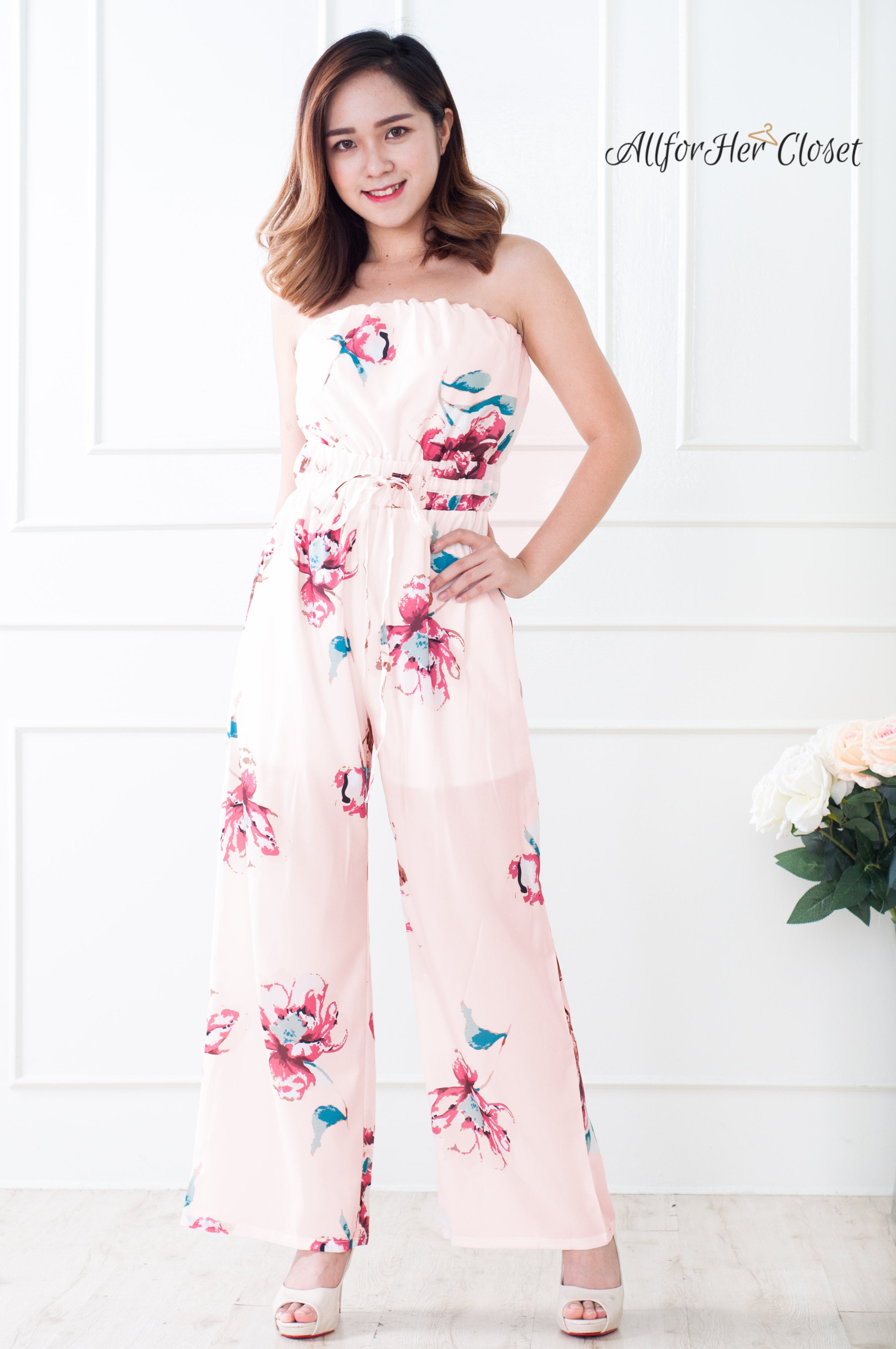 pink flower jumpsuit