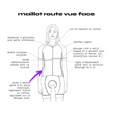 vue face maillot cyclisme route femme