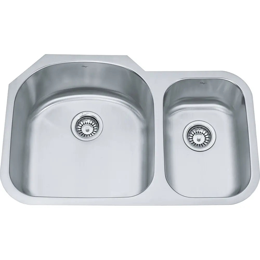 Kindred Reginox 31.13" x 20.25" Double Bowl Undermount 18 Gauge Stainless Steel Kitchen Sink NDCX2132RU-9 Kindred