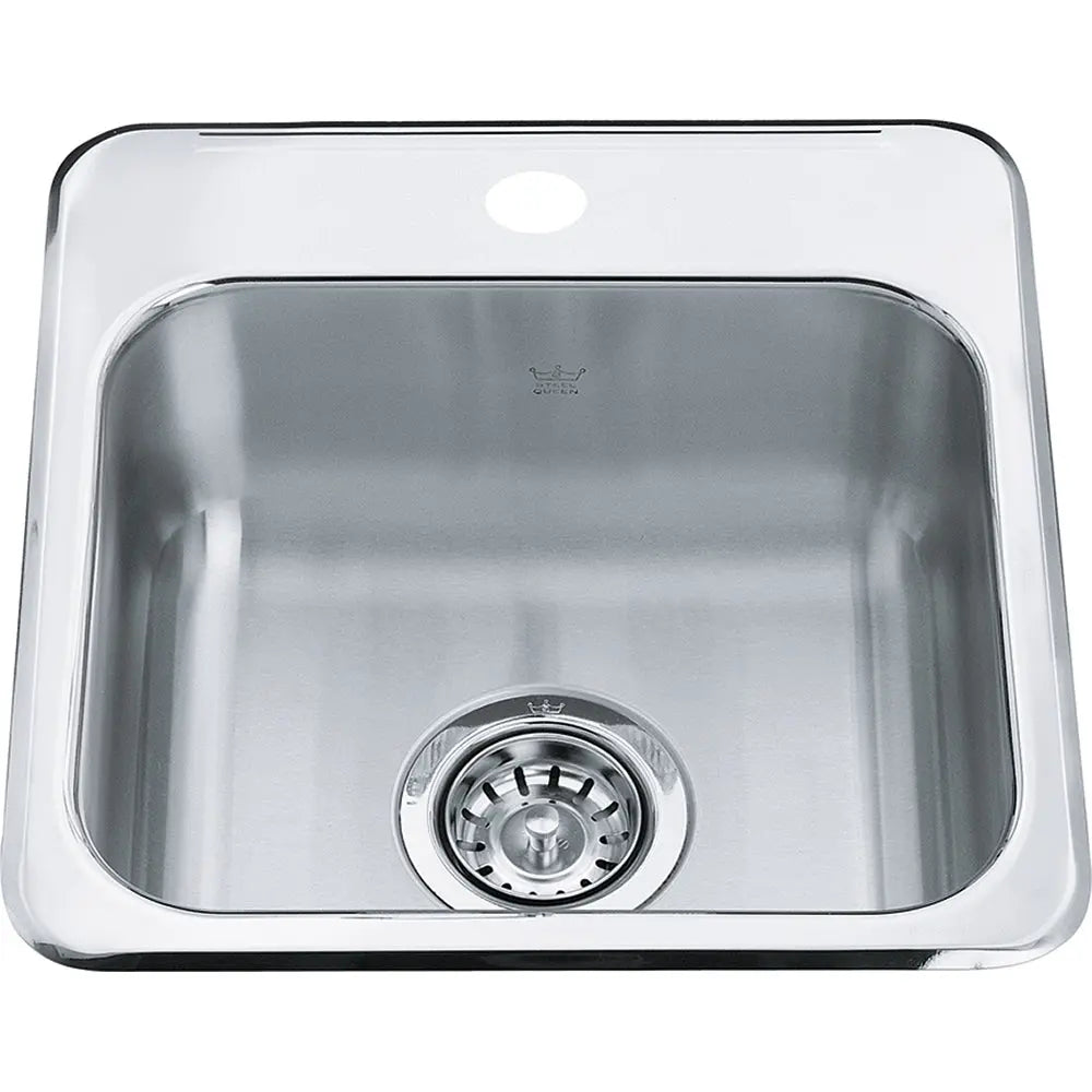 Kindred Steel Queen 15.13" x 15.44" Stainless Steel Single Bowl Drop-in 20 Gauge Bar Sink QSL1515-6-1 Kindred