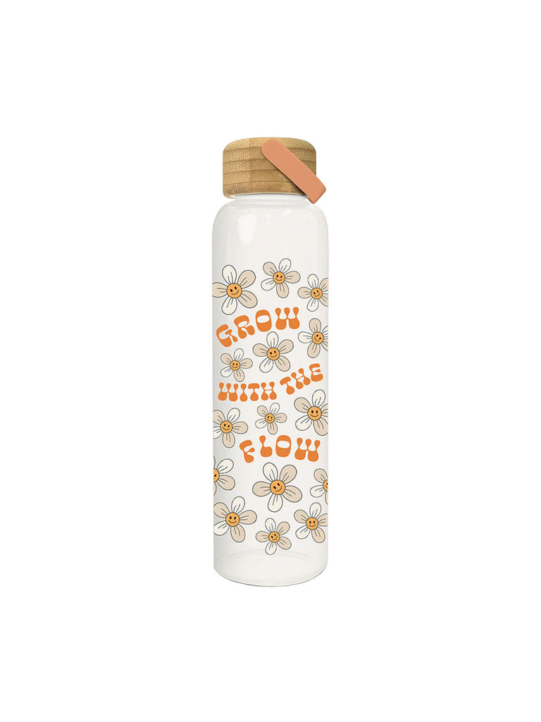 Flower Power Glass Water Bottle