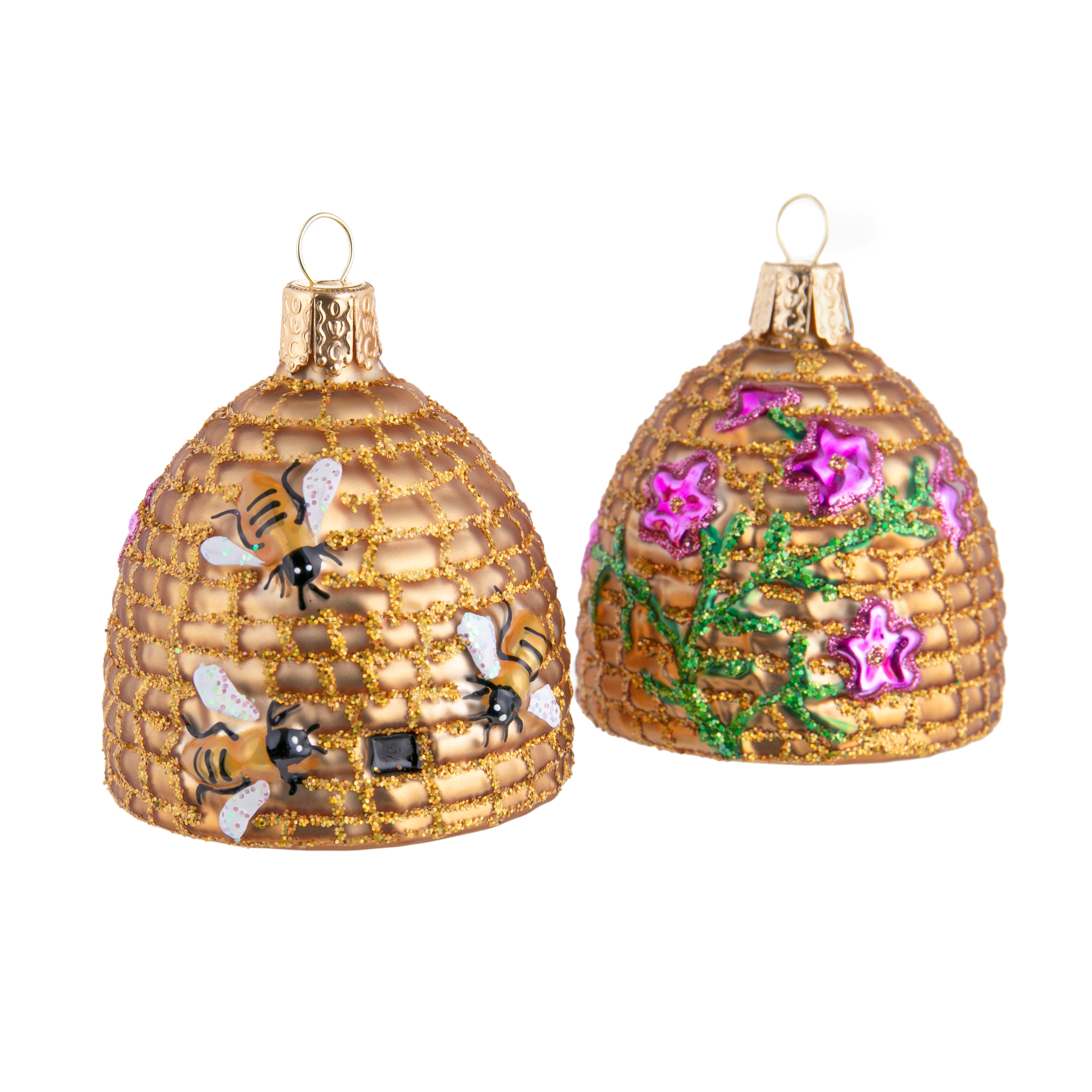 glass bee skep ornament