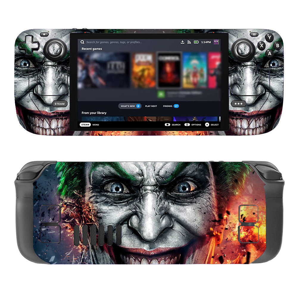 Close-up of Joker Design on Steam Deck Skin