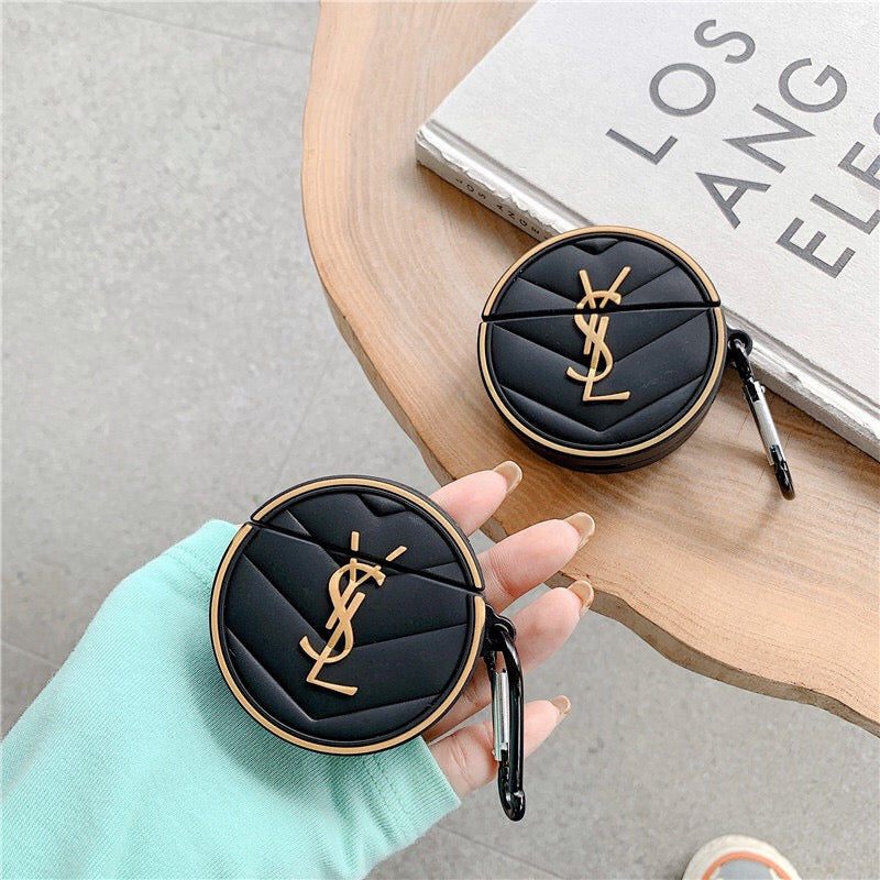 Iconic YSL Logo on AirPods Case - A Statement of Style and Protection