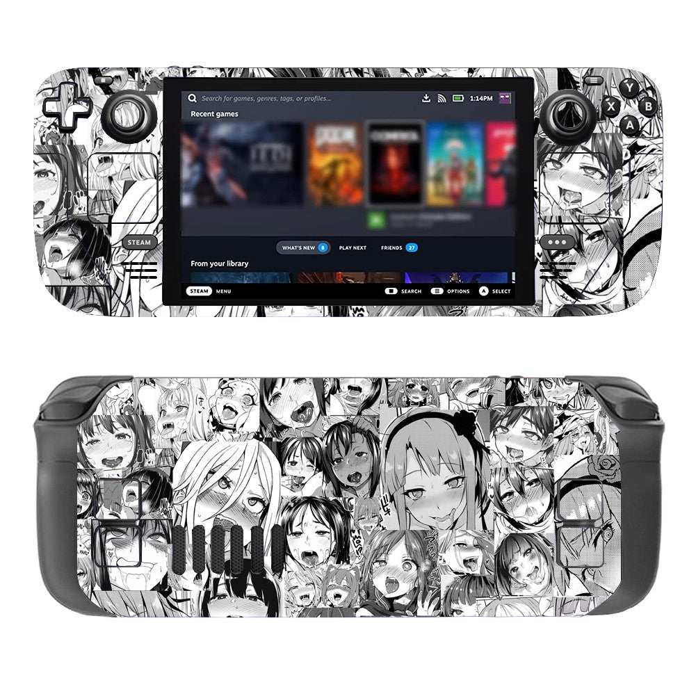 Close-up of Ahegao Face Design on Steam Deck Skin