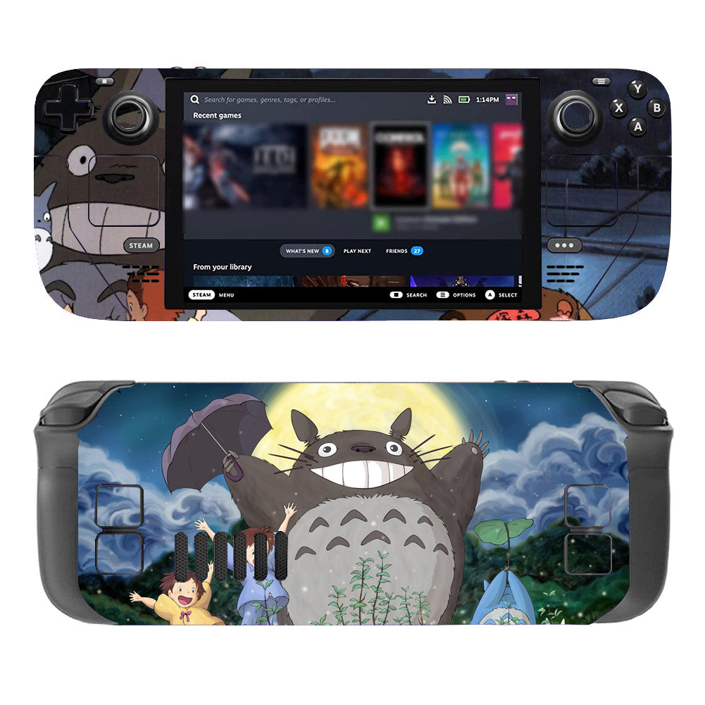 Close-up of Totoro Design on Steam Deck Skin