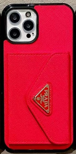 PRADA PHONE CASE WITH WALLET CARD FOR IPHONE 11 12 13 14 – Best-Skins
