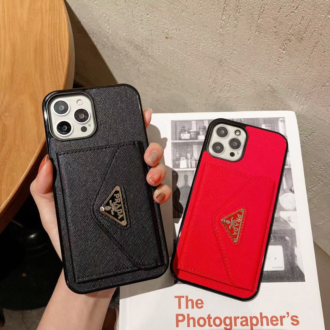 Fashionable Prada phone case with practical card slot feature
