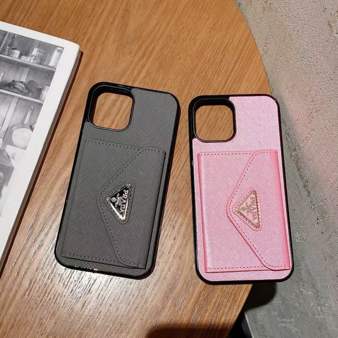 Fashionable Prada phone case with practical card slot feature