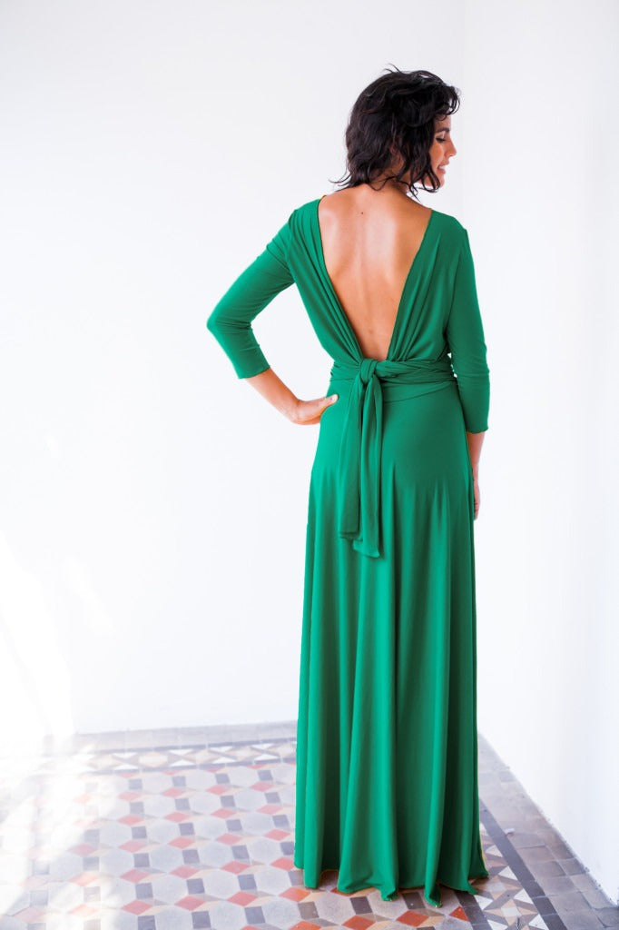 green dress with sleeves