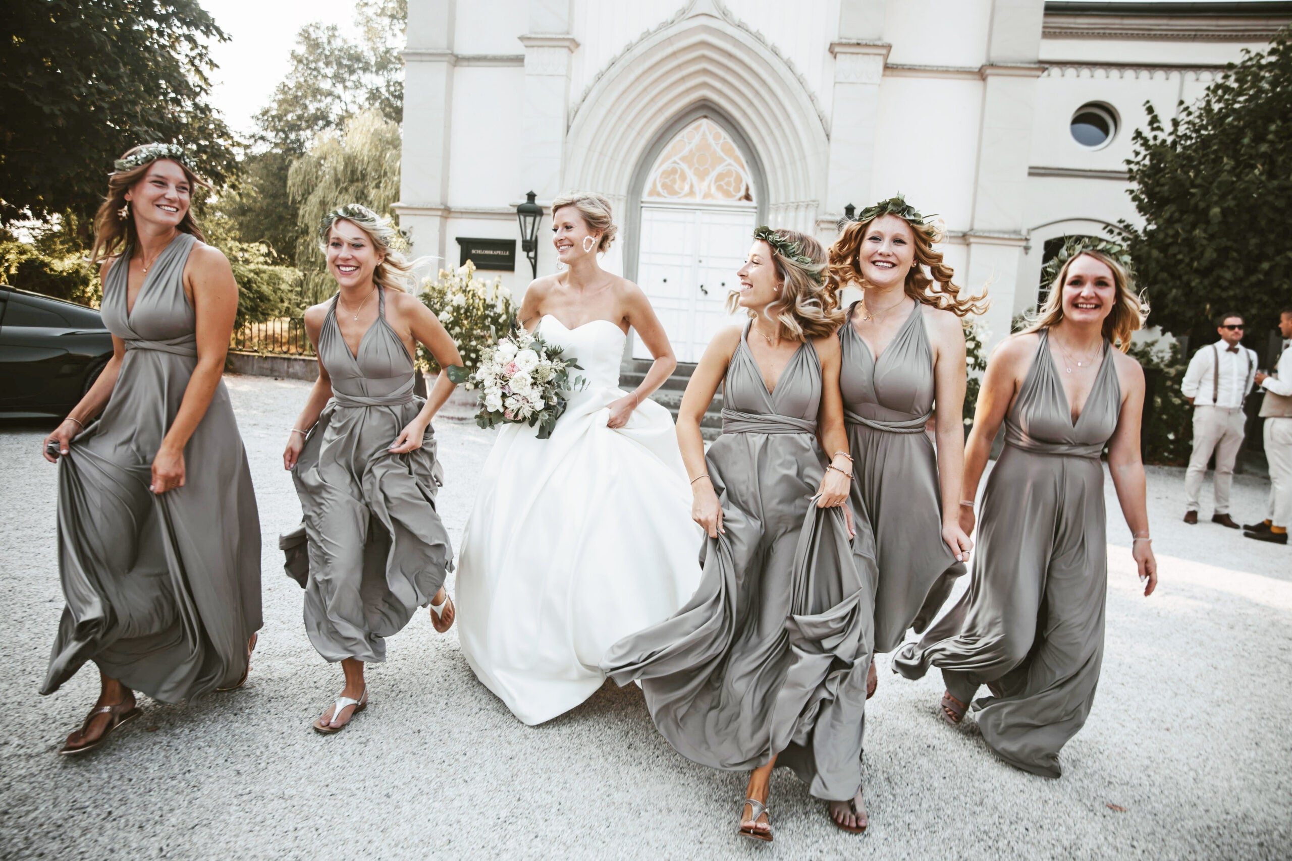 Group of happy bridesmaids