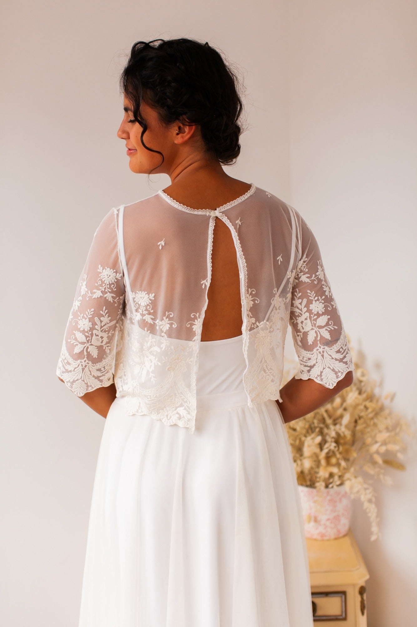 embroidered tulle wedding dress