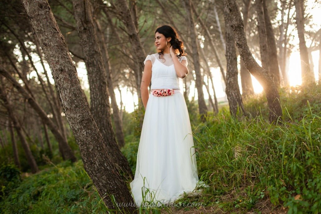 vestido de novia tul dos piezas