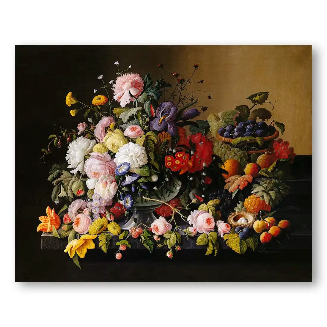 Fruit & Flowers by Severin Roesen Still Life Art Print