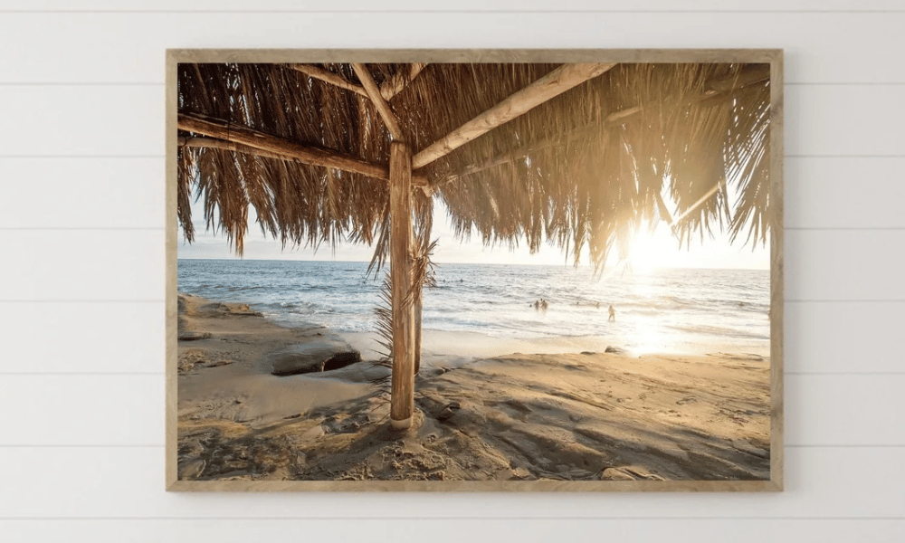 photo of beach hut and shore