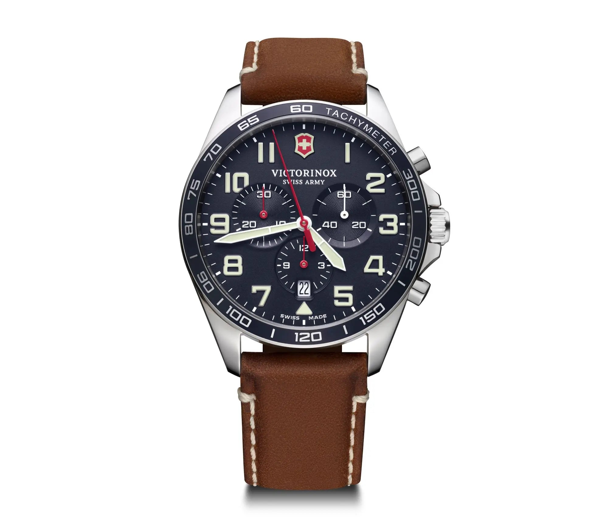 Victorinox Swiss Army241854 Fieldforce Chronograph Blue Leather Strap Mens Watch