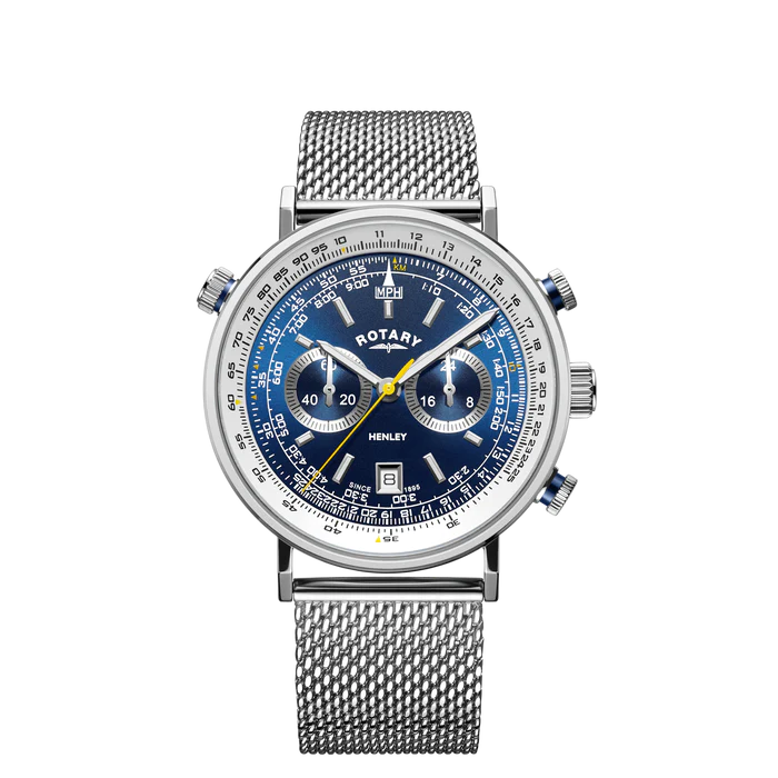 Rotary GB05235/05  Henley Chronograph Steel Mesh Bracelet Blue Dial Mens Watch