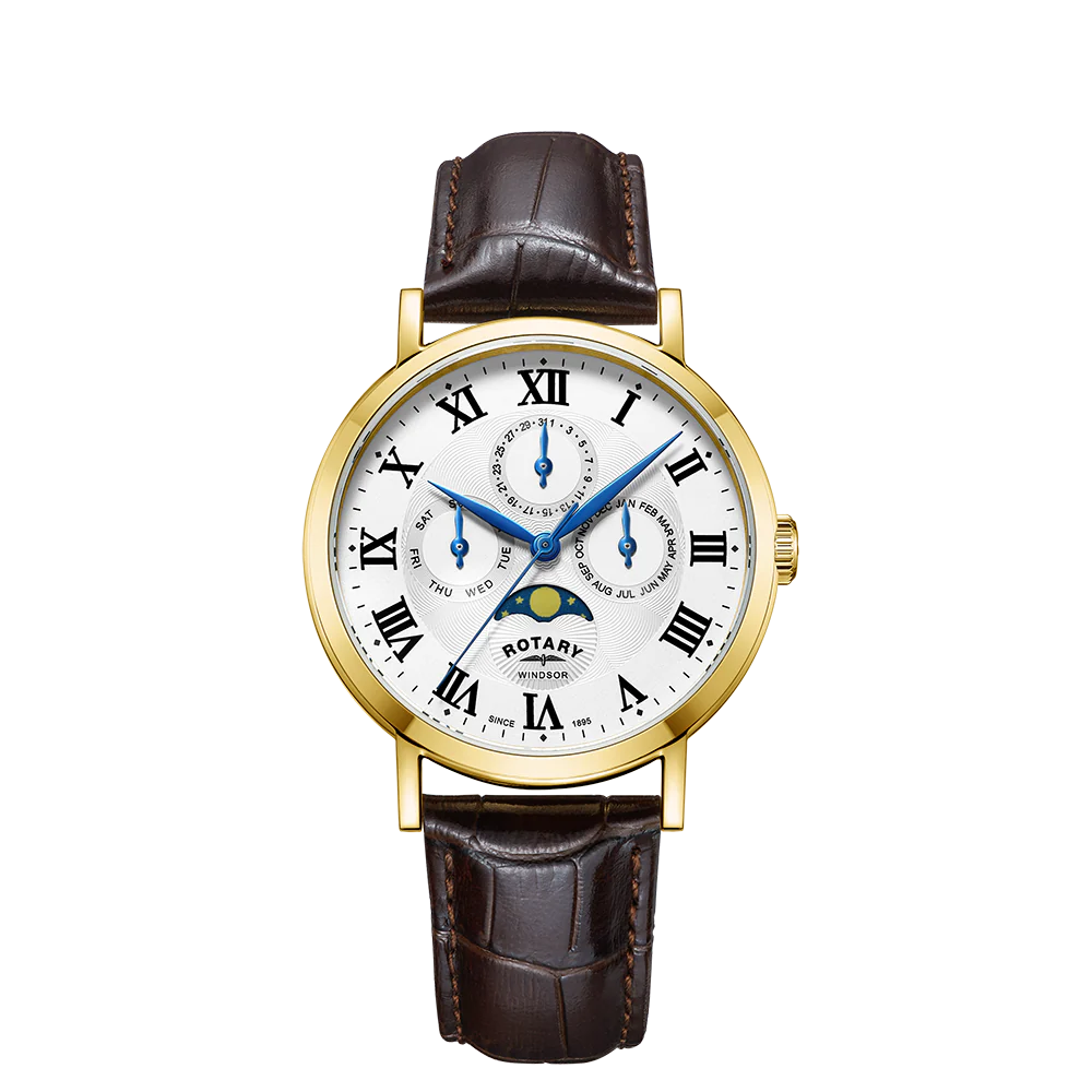 Rotary GS05328/01  Windsor Moonphase Leather Strap Mens Watch