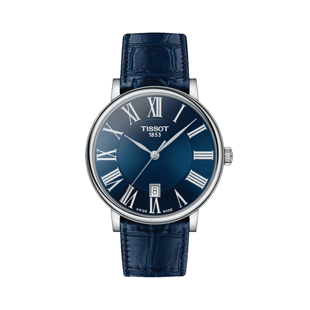 Tissot T1224101604300 Carson Premium Blue Leather Strap Blue Dial Mens Watch