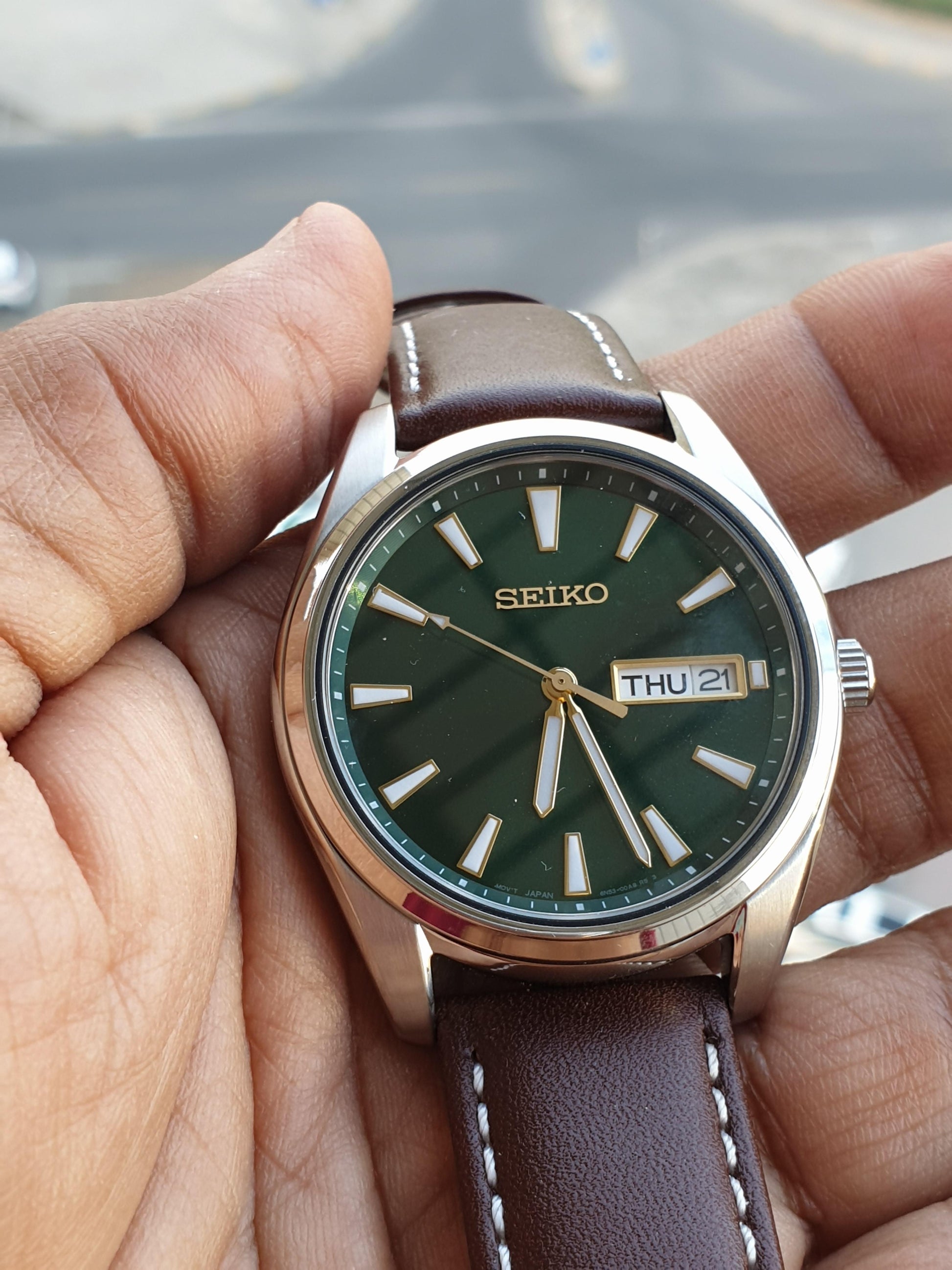 Seiko SUR449P1 Green Dial Brown Leather Strap Men's Watch – mzwatcheslk