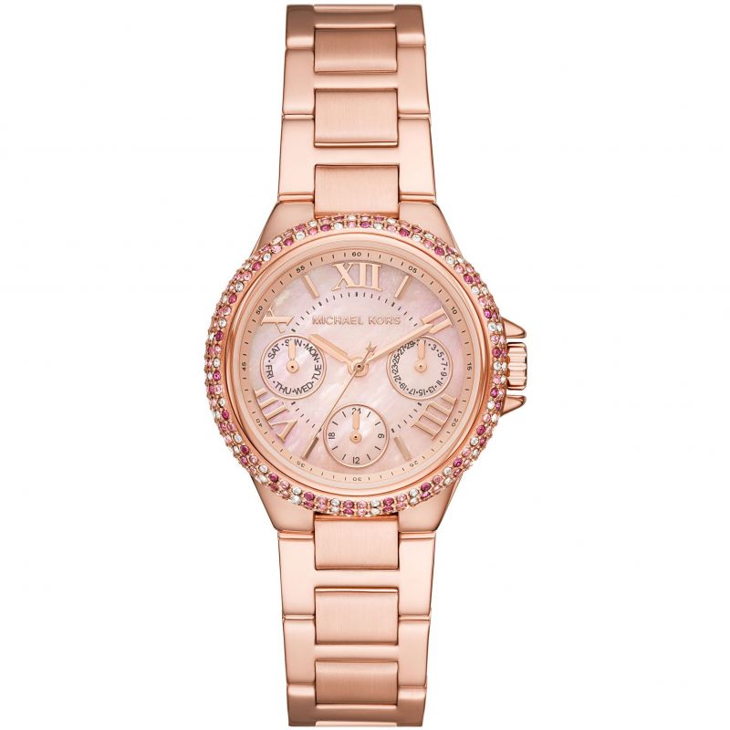 Michael Kors MK7273 Camille Rose Gold toned Crystal Set Bezel Women's –  mzwatcheslk