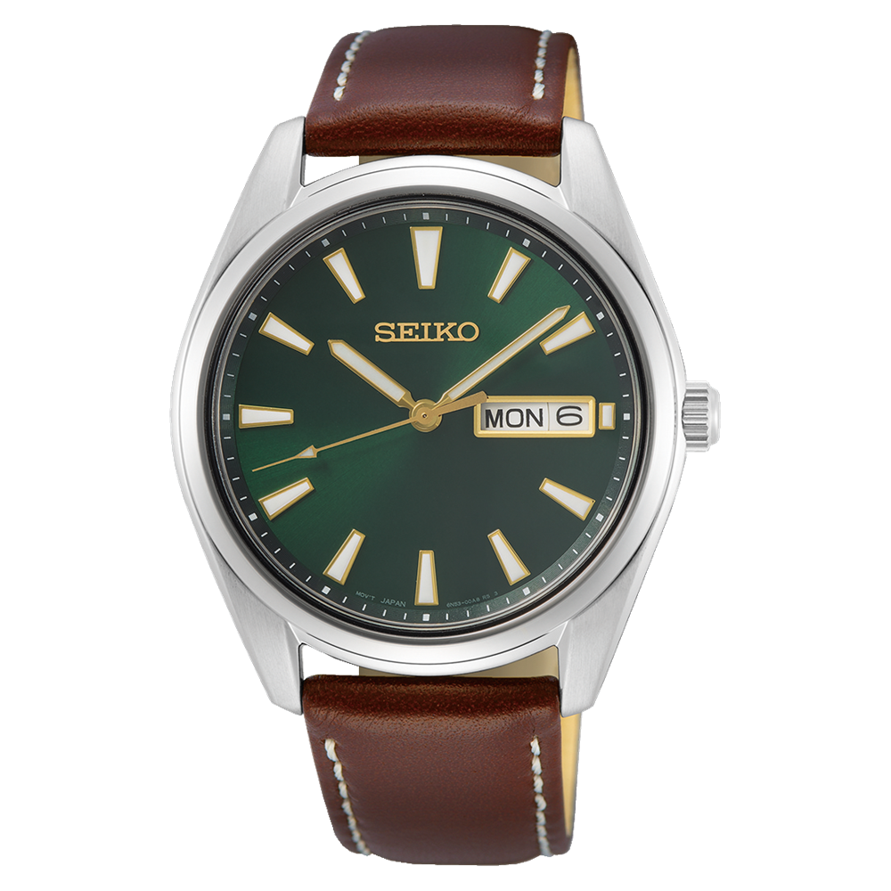 Seiko SUR449P1 Green Dial Brown Leather Strap Men's Watch – mzwatcheslk