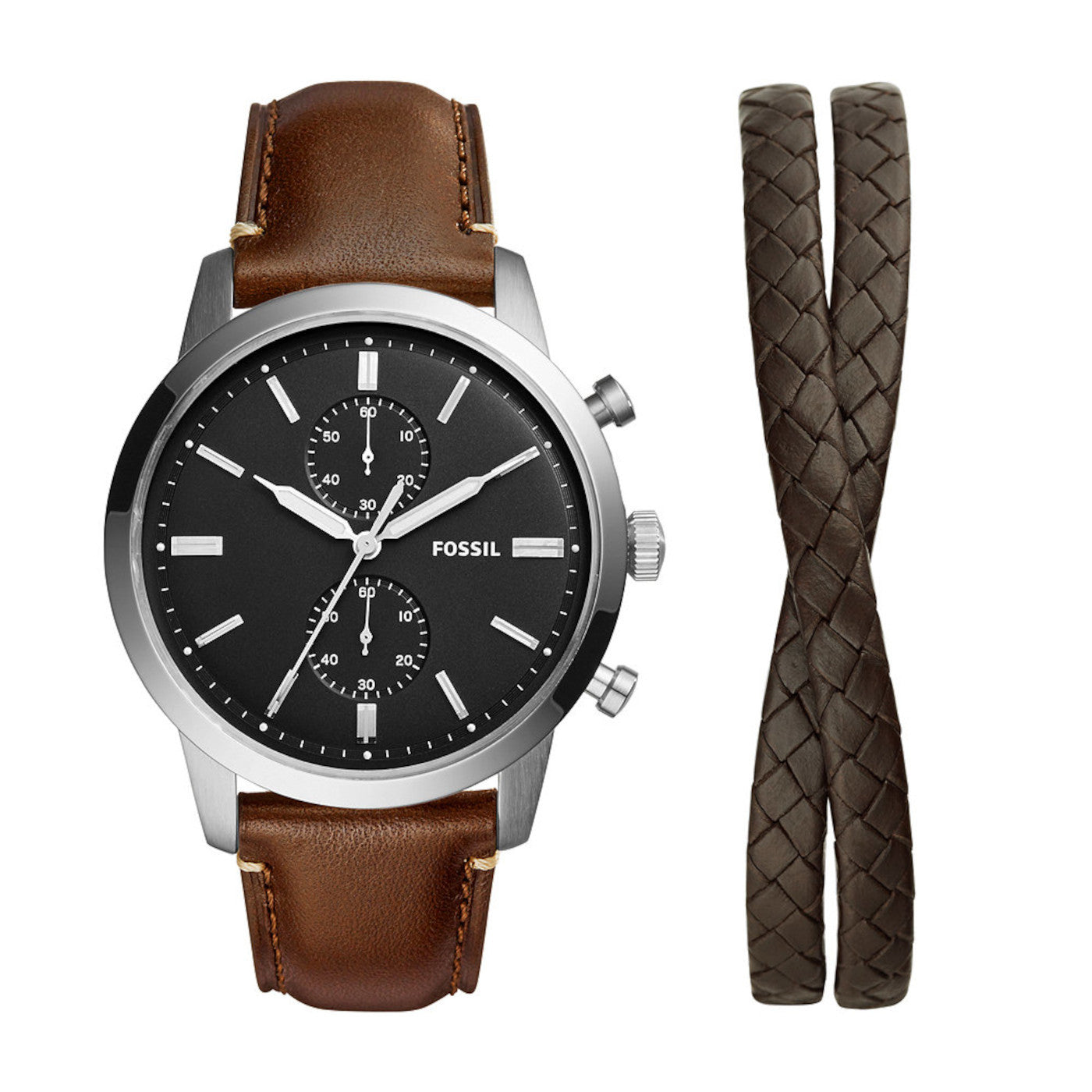 Fossil FS5966SET The Minimalist Gift Set Beige Dial Brown Leather