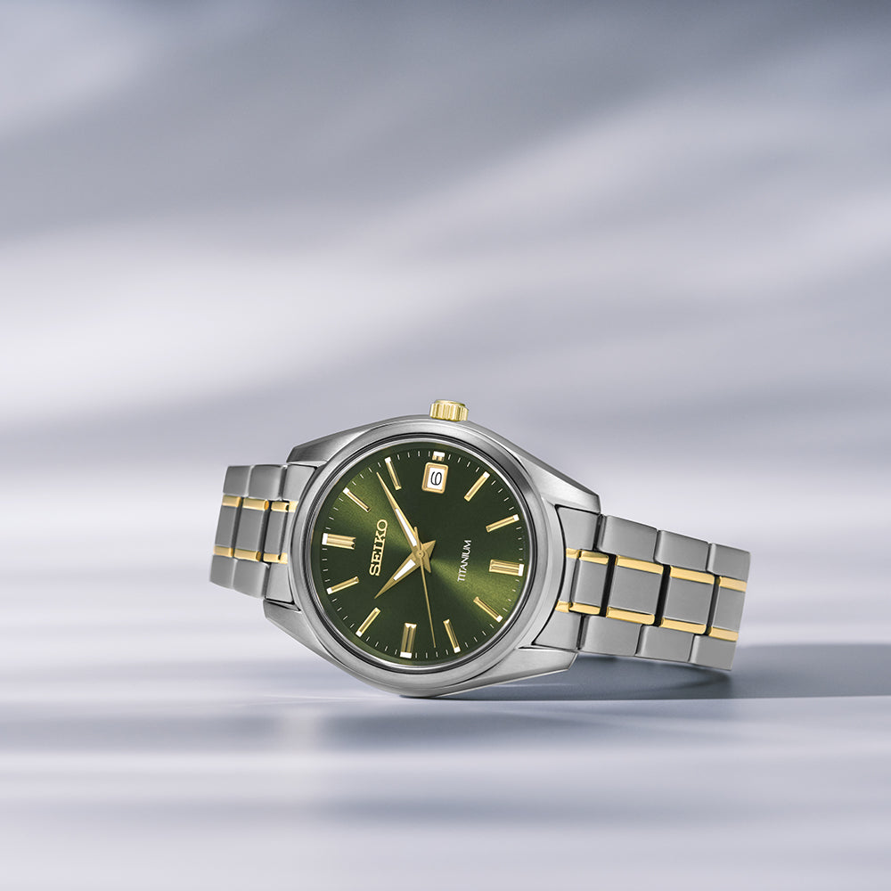 Seiko SUR377P1 Quartz Titanium Two Tone Men's Watch – mzwatcheslk