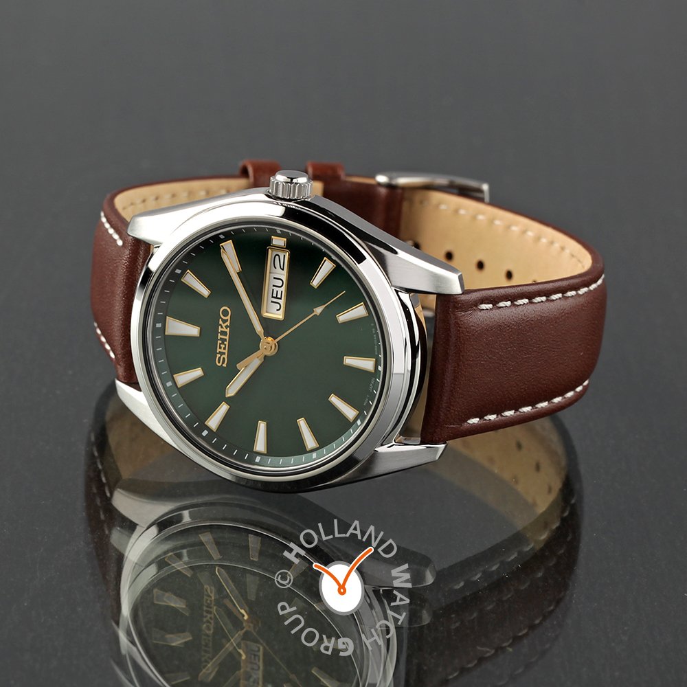 Seiko SUR449P1 Green Dial Brown Leather Strap Men's Watch – mzwatcheslk