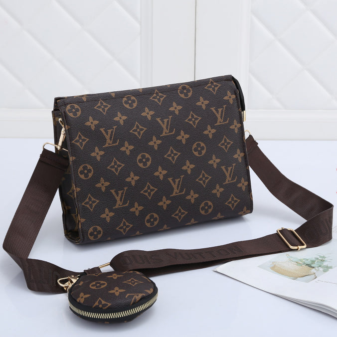 LV Louis Vuitton Fashion Women's Envelope Bag Shoulder Bag Crossbody Bag Round Pie Wallet Two Pi